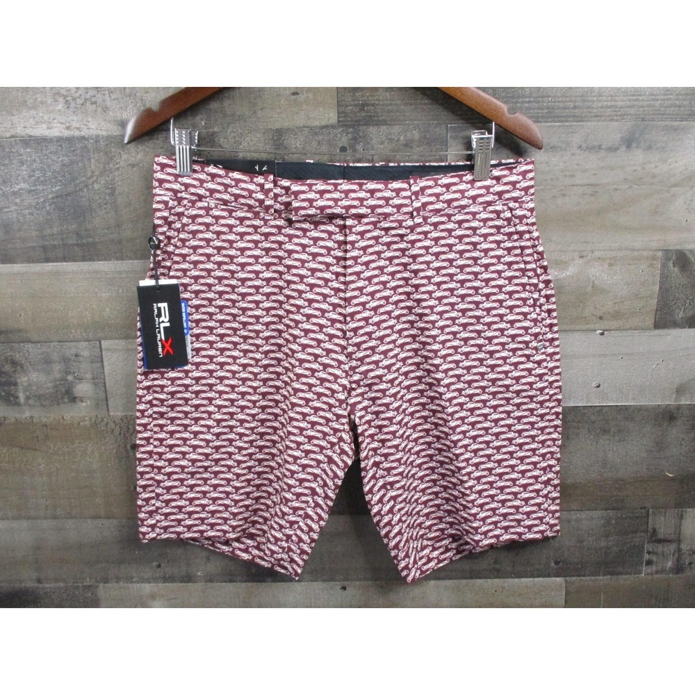 RLX Ralph Lauren Shorts Mens 30 Tailored Fit Golf Water Repellent Car Print NEW